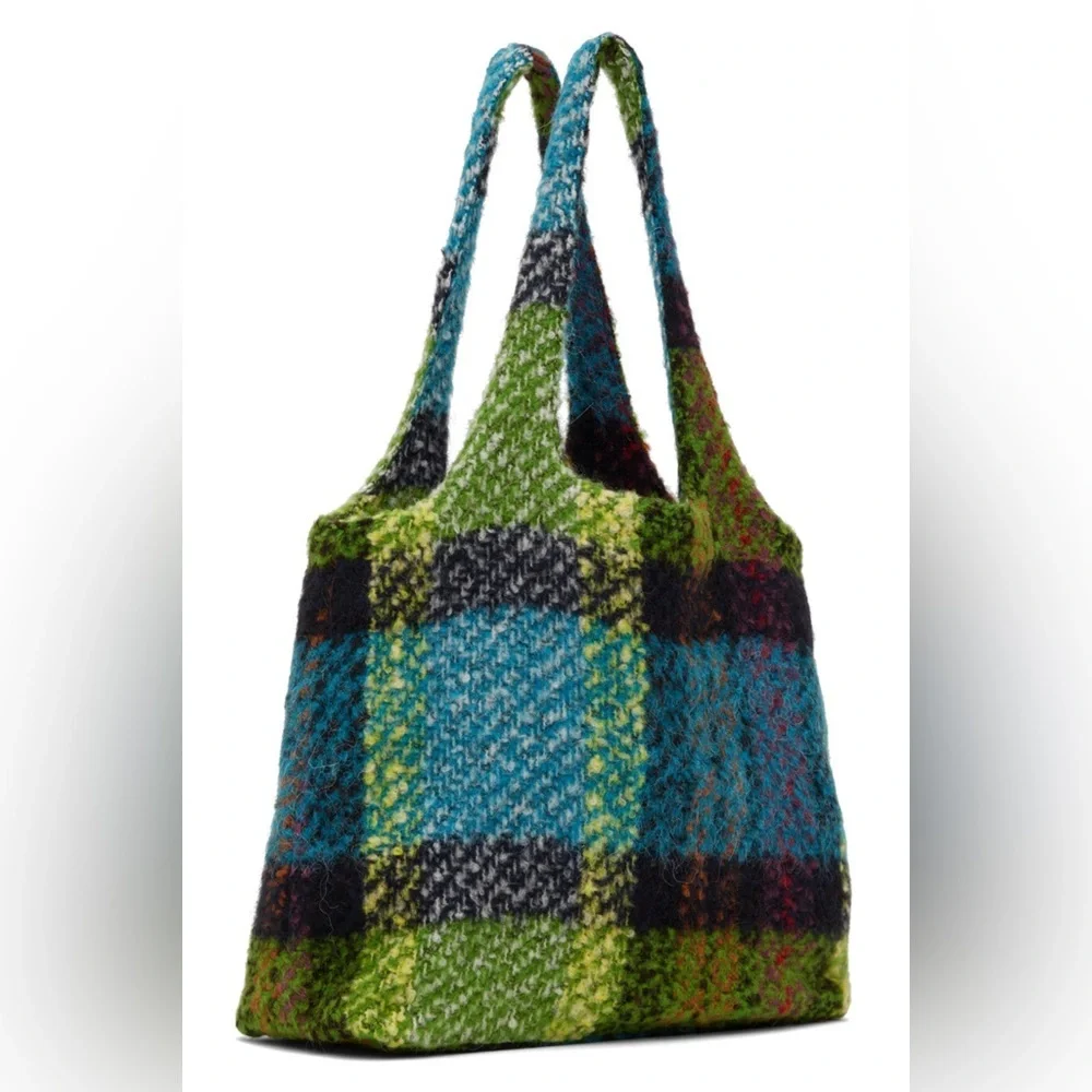 Anna Sui Plaid Tote Bag-Fern Multi